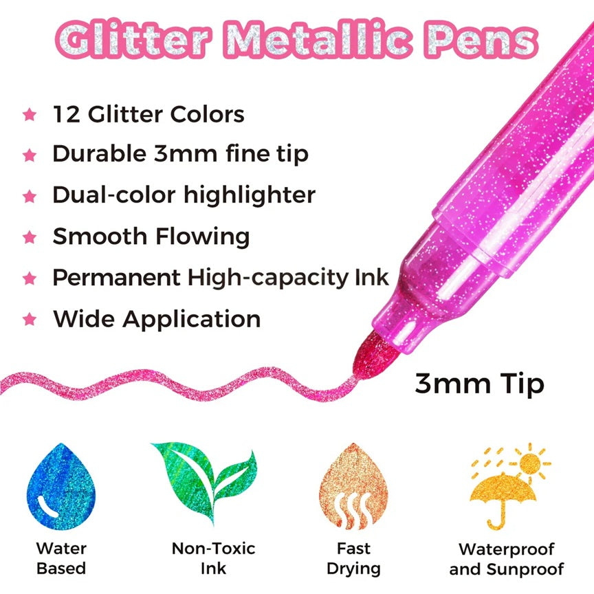 OHUHU MARCADORES GLITTER METÁLICOS CON PURPURINA PUNTA 3MM