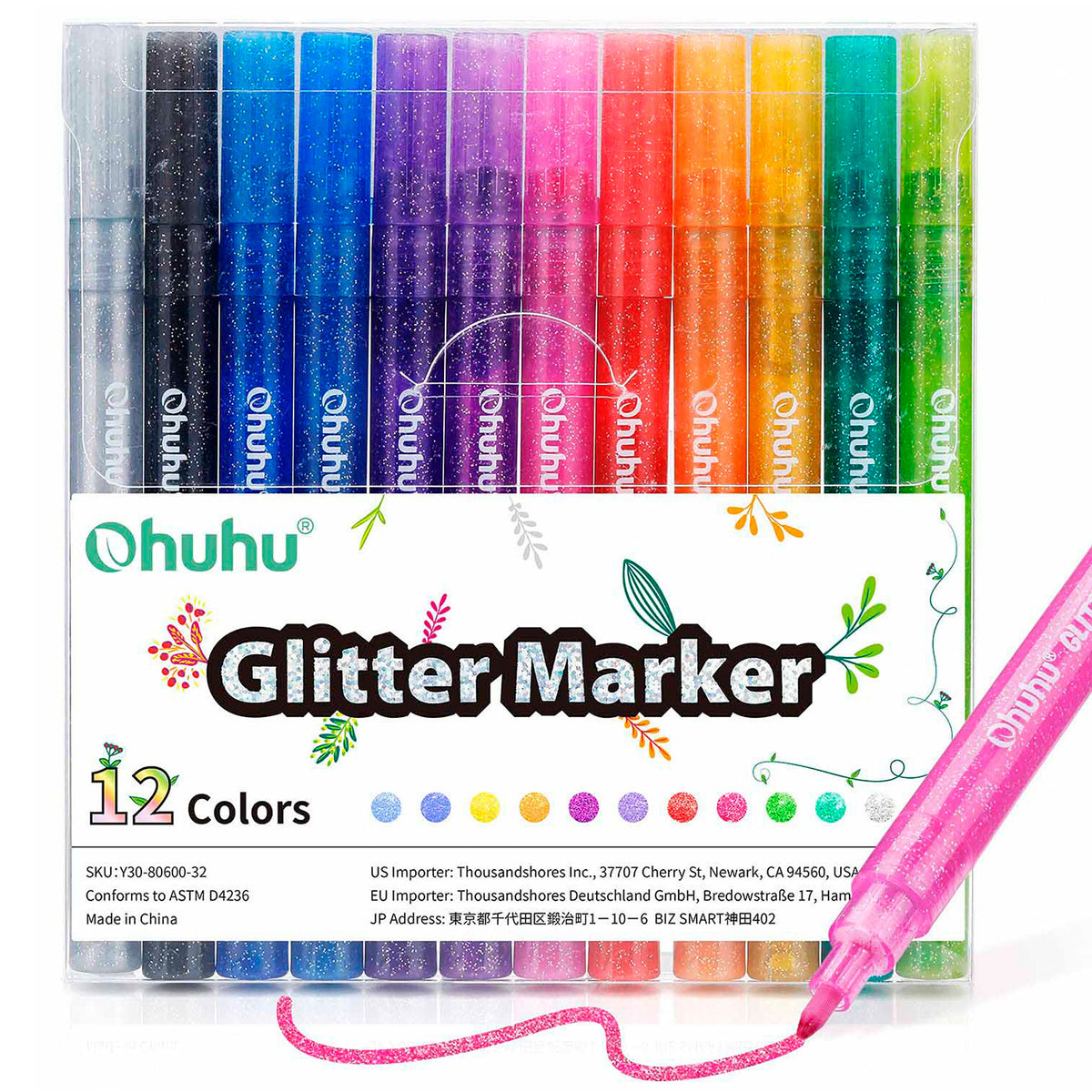 OHUHU MARCADORES GLITTER METÁLICOS CON PURPURINA 0.7 MM