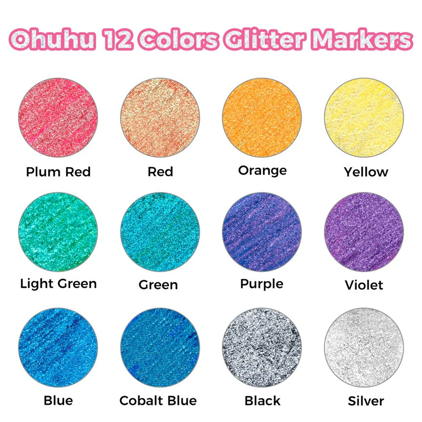 OHUHU MARCADORES GLITTER METÁLICOS CON PURPURINA PUNTA 3MM