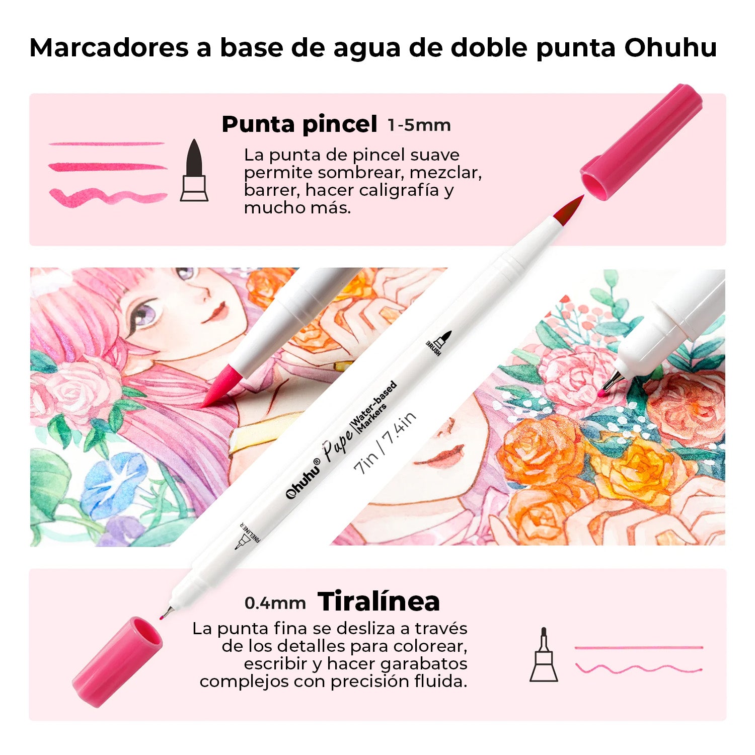 OHUHU 120 MARCADOR AGUA PUPE PAPER FRIENDLY PINCEL TIRALINEAS